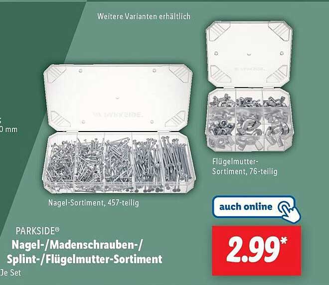 PARKSIDE® Nagel-/Madenschrauben-/Split-/Flügelmutter-Sortiment