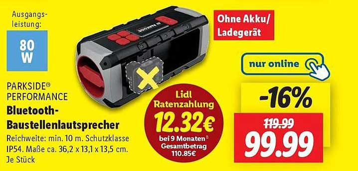 PARKSIDE® PERFORMANCE Bluetooth-Baustellenlautsprecher