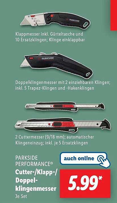 PARKSIDE PERFORMANCE® Cutter-/Klapp-/Doppelklingenmesser Je Set
