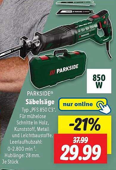 PARKSIDE® Säbelsäge Typ PFS 850 C3 – nur online!