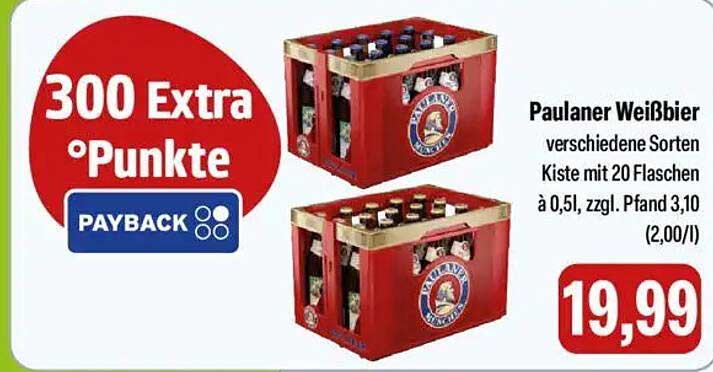 Paulaner Weißbier Kiste mit 20 Flaschen à 0,5l