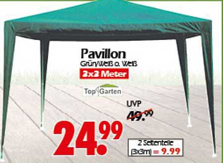 Pavillon Grün/Weiß 3x3 Meter