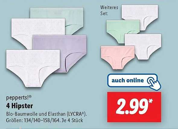 pepparts® 4 Hipster - Bio-Baumwolle und Elasthan (LYCRA®)