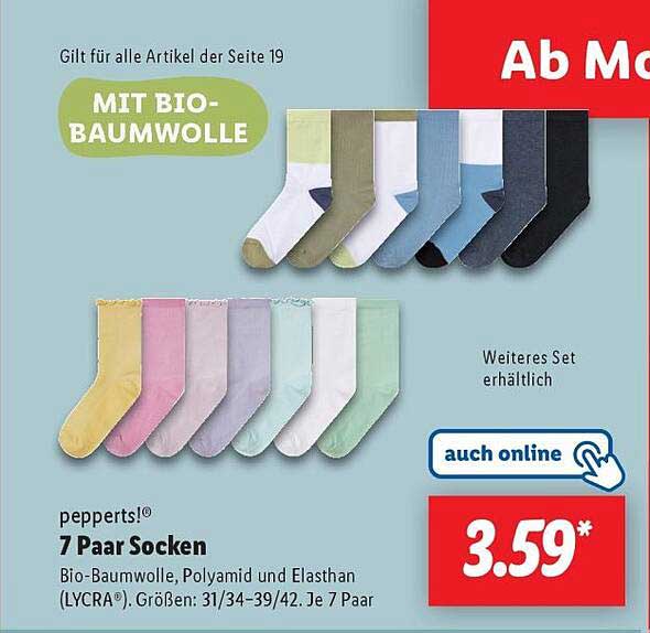 pepperts!® 7 Paar Socken mit Bio-Baumwolle