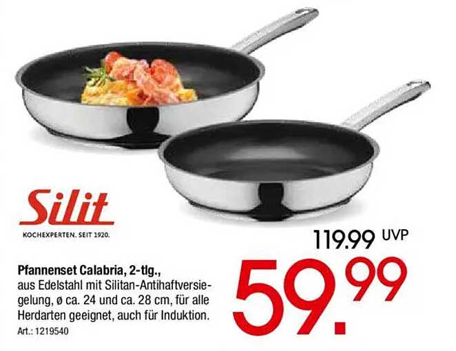 Pfannenset Calabria, 2-tg., aus Edelstahl mit Silitan-Antihaftversiegelung