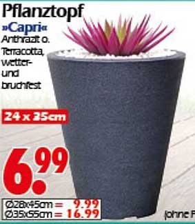 Pflanztopf »Capri« Anthrazit o. Terracotta, wetter- und bruchsicher