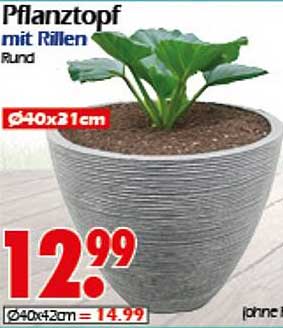 Pflanztopf mit Rillen Rund 40x31cm
