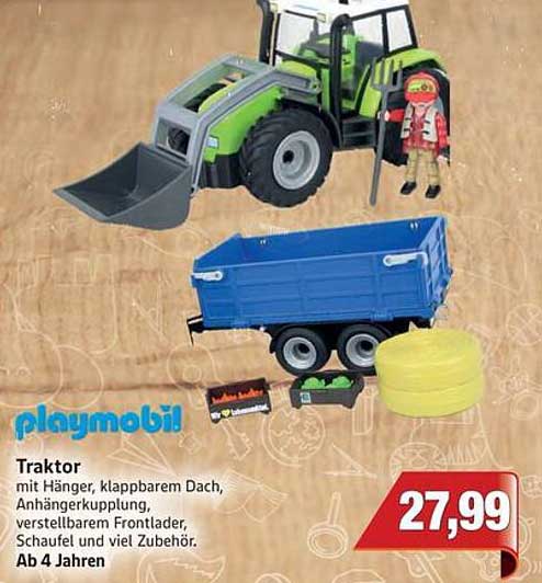 PLAYMOBIL Traktor mit Hänger und Zubehör