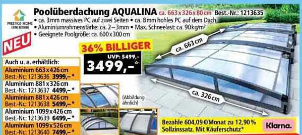 Poolüberdachung AQUALINA - 36% günstiger!