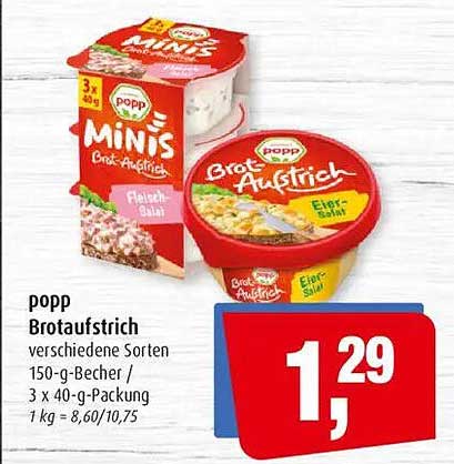 popp Brotaufstrich verschiedene Sorten 150-g-Becher