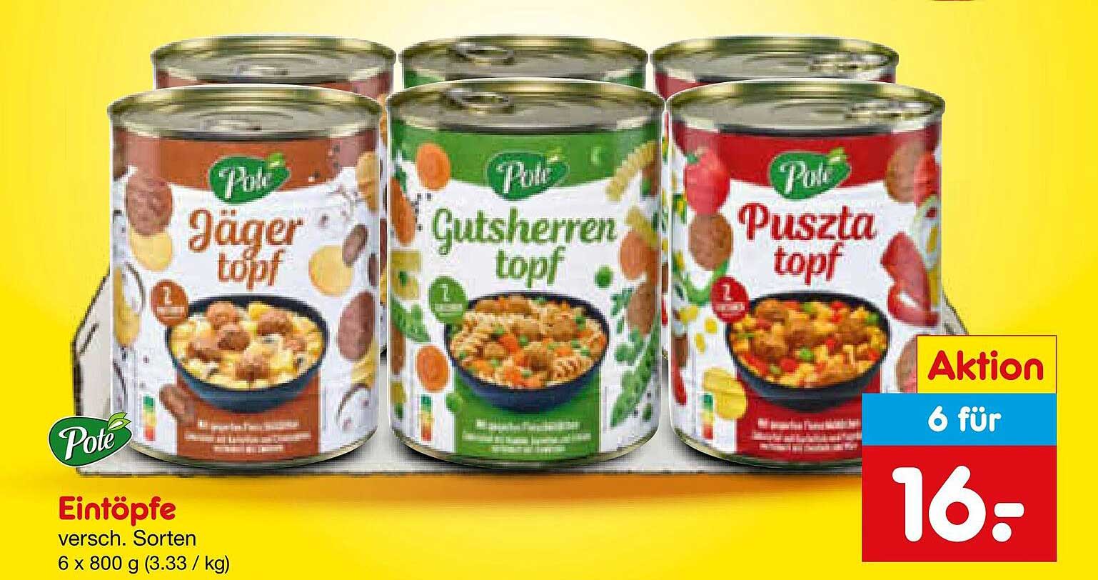 Poté Eintöpfe – 6 Dosen für nur 16 €