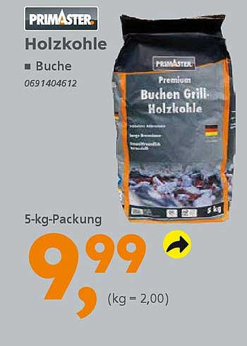 PRIMASTER Premium Buchen Grill-Holzkohle 5 kg
