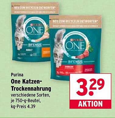 Purina One Katzen-Trockennahrung, verschiedene Sorten, je 750-g-Beutel