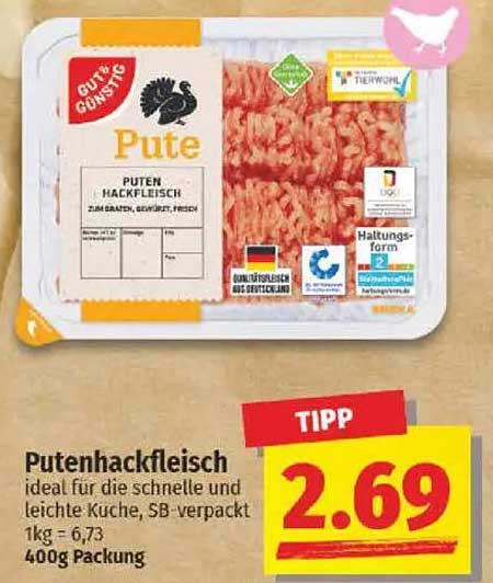 Putenhackfleisch 400g - ideal für die schnelle Küche