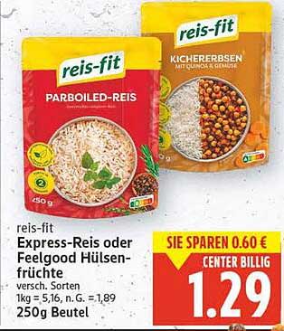 reis-fit Express-Reis oder FeelGood Hülsenfrüchte 250g Beutel