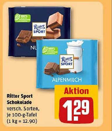 Ritter Sport Schokolade - Verschiedene Sorten