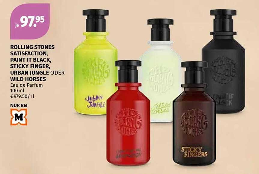 ROLLING STONES SATISFACTION, PAINT IT BLACK, STICKY FINGER, URBAN JUNGLE ODER WILD HORSES Eau de Parfum 100 ml