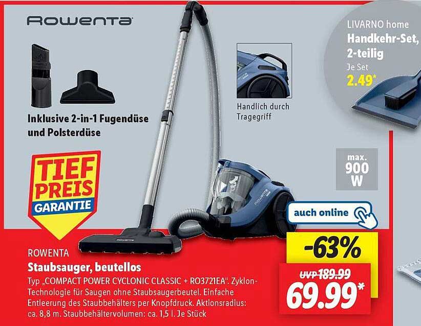 ROWENTA Staubsauger, beutellos - Typ "COMPACT POWER CYCLONIC CLASSIC + RO3721EA"