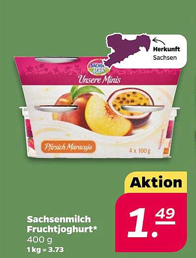Sachsenmilch Fruchtjoghurt Pfirsich Maracuja 400 g