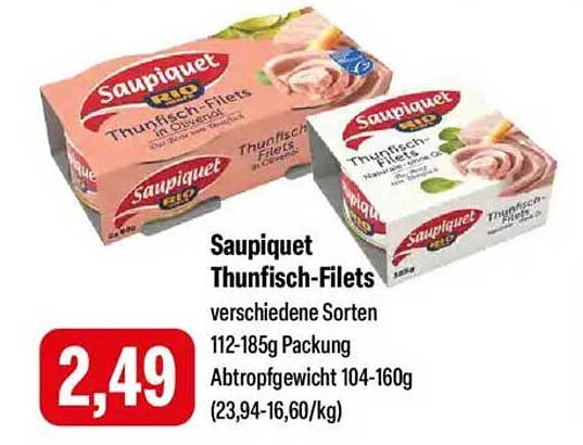 Saupiquet Thunfisch-Filets verschiedene Sorten 112-185g Packung
