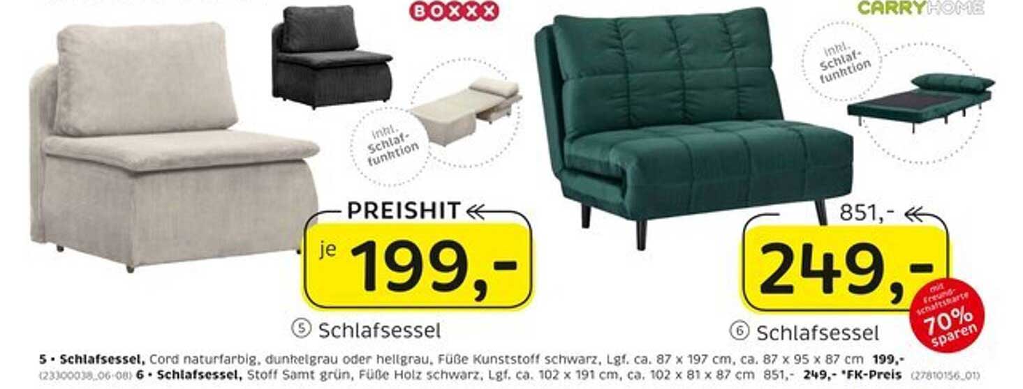 Schlafsessel BOXXX und CARRYHOME mit Schlaffunktion