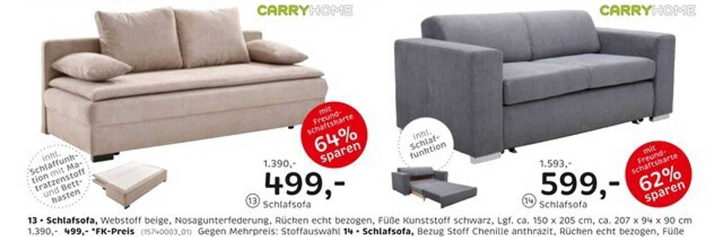 Schlafsofa Carryhome in Beige und Anthrazit