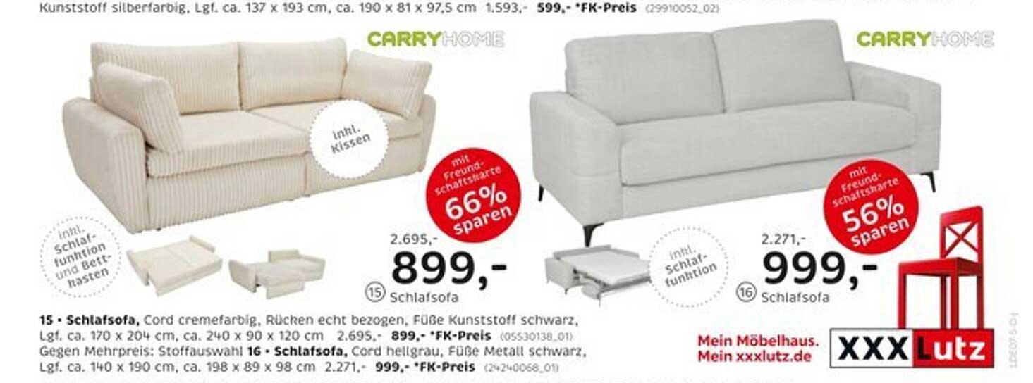 Schlafsofa Cord creme