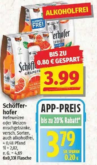 Schöfferhofer Grapefruit alkoholfrei 6x0,33l