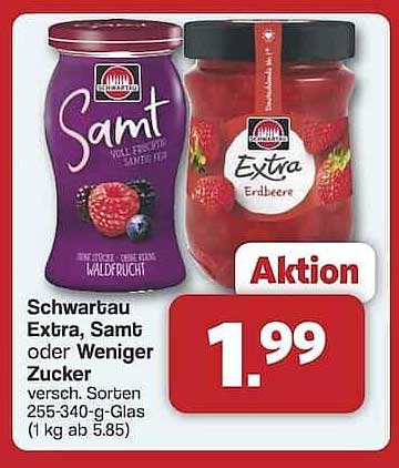 Schwartau Extra, Samt oder Weniger Zucker - Aktion vom 30.06. bis 05.07.