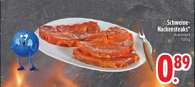 Schweine-Nackensteaks* mariniert 100g