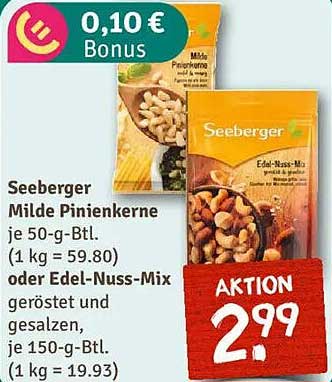 Seeberger Milde Pinienkerne oder Edel-Nuss-Mix