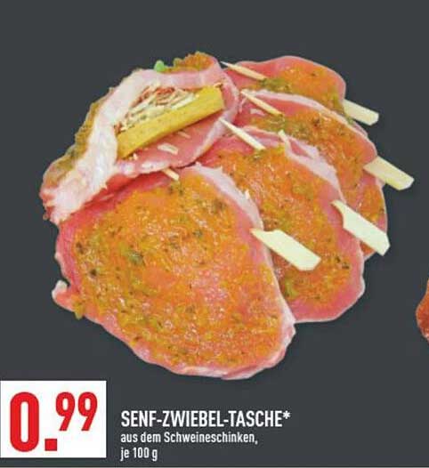 SENF-ZWIEBEL-TASCHE* aus dem Schweineschinken, je 100 g