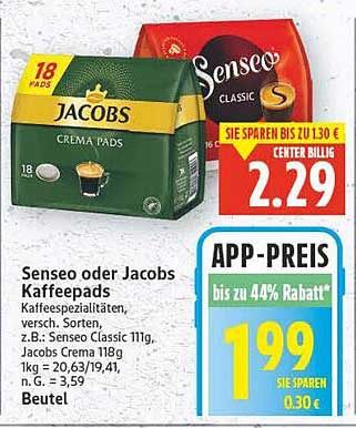 Senseo oder Jacobs Kaffeepads - 18 Pads