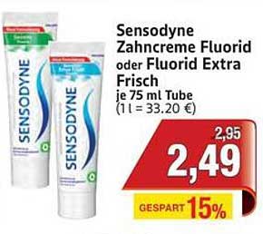 Sensodyne Zahnpasta Fluorid oder Fluorid Extra Frisch 75 ml
