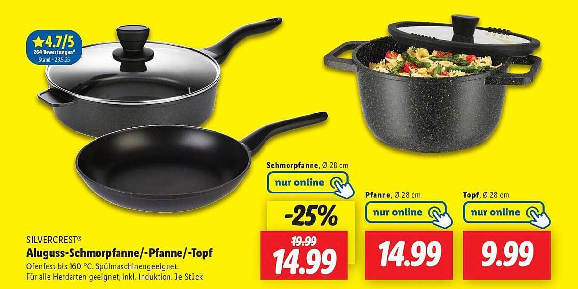 SILVERCREST® Aluguss-Schmorpfanne/Pfanne/Topf