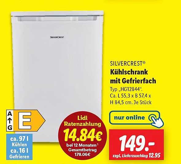 SILVERCREST® Kühlschrank mit Gefrierfach Typ „HG12844“