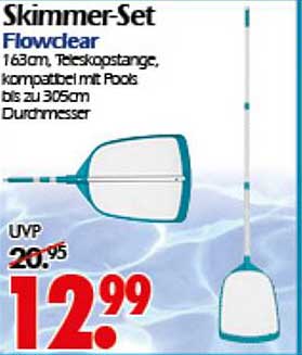 Skimmer-Set Flowclear 163 cm, Teleskopstange, kompatibel mit Pools bis zu 305 cm Durchmesser