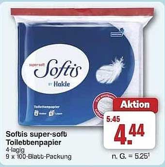 Softis super-soft Toilettenpapier 4-lagig, 9 x 100-Blatt-Packung