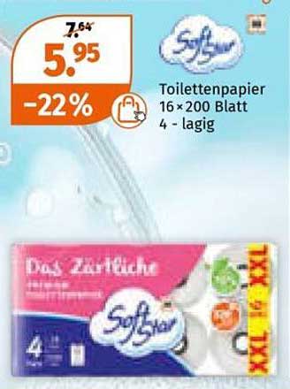SoftShea Toilettenpapier 16 × 200 Blatt – 4-lagig