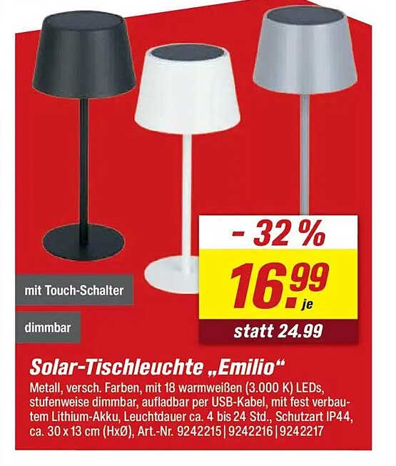 Solar-Tischleuchte „Emilio“