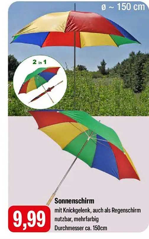 Sonnenschirm 2 in 1 - Multifunktional für Sonne und Regen