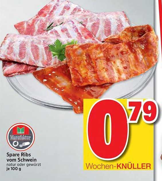 Spare Ribs vom Schwein, natur oder gewürzt je 100 g