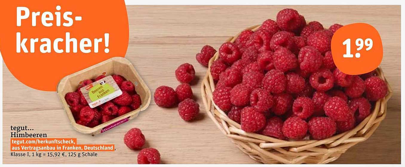 tegut... Himbeeren 125 g Schale für nur 1,99 €