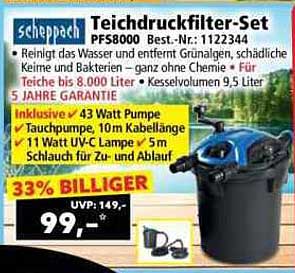 Teichdruckfilter-Set PFS8000 von Scheppach