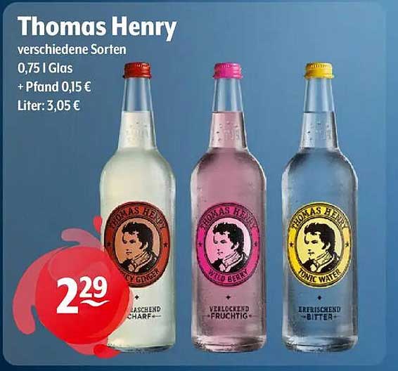 Thomas Henry - verschiedene Sorten 0,75 l Glas