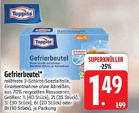 Toppits Gefrierbeutel 40 Stück