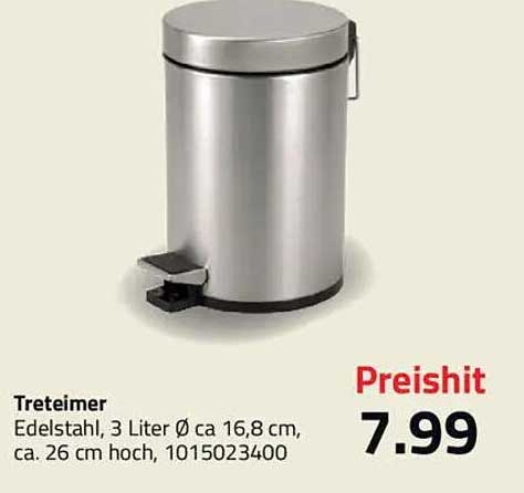 Treteimer Edelstahl mit 3 Litern Volumen