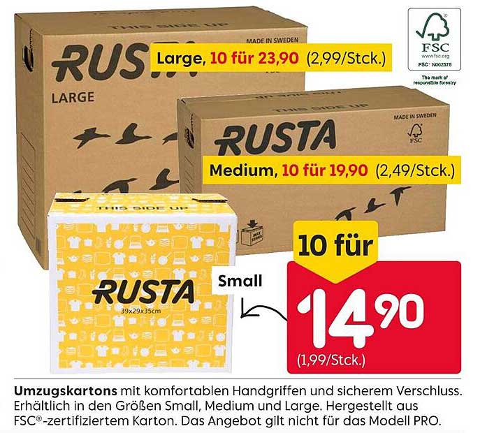 Umzugskartons 10 Stück für nur 14,90 €