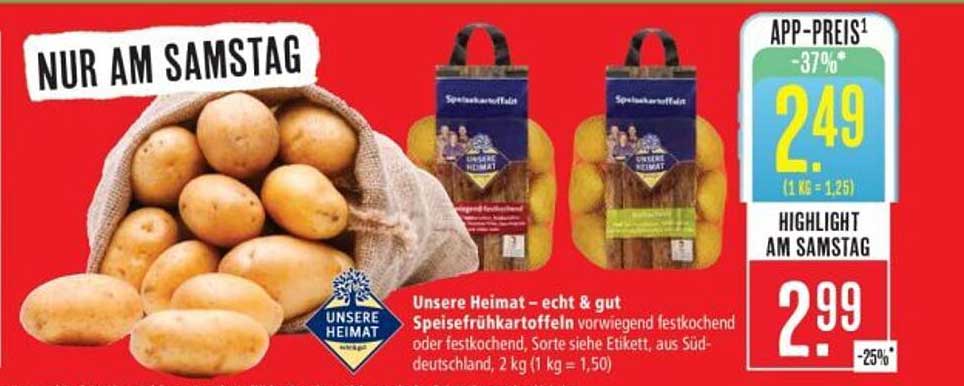 Unsere Heimat – echt & gut Speisefrühkartoffeln 2 kg