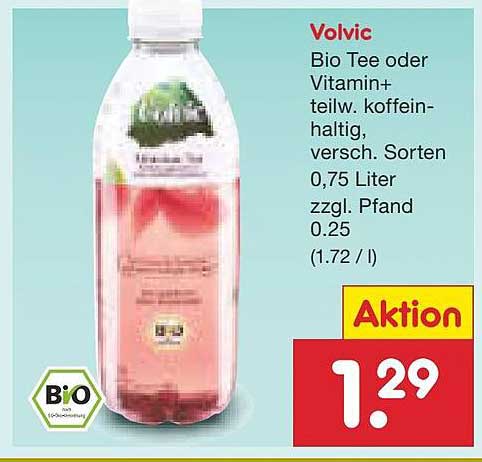 Volvic Bio Tee oder Vitamin+ teilweise koffeinhaltig, verschiedene Sorten, 0,75 Liter